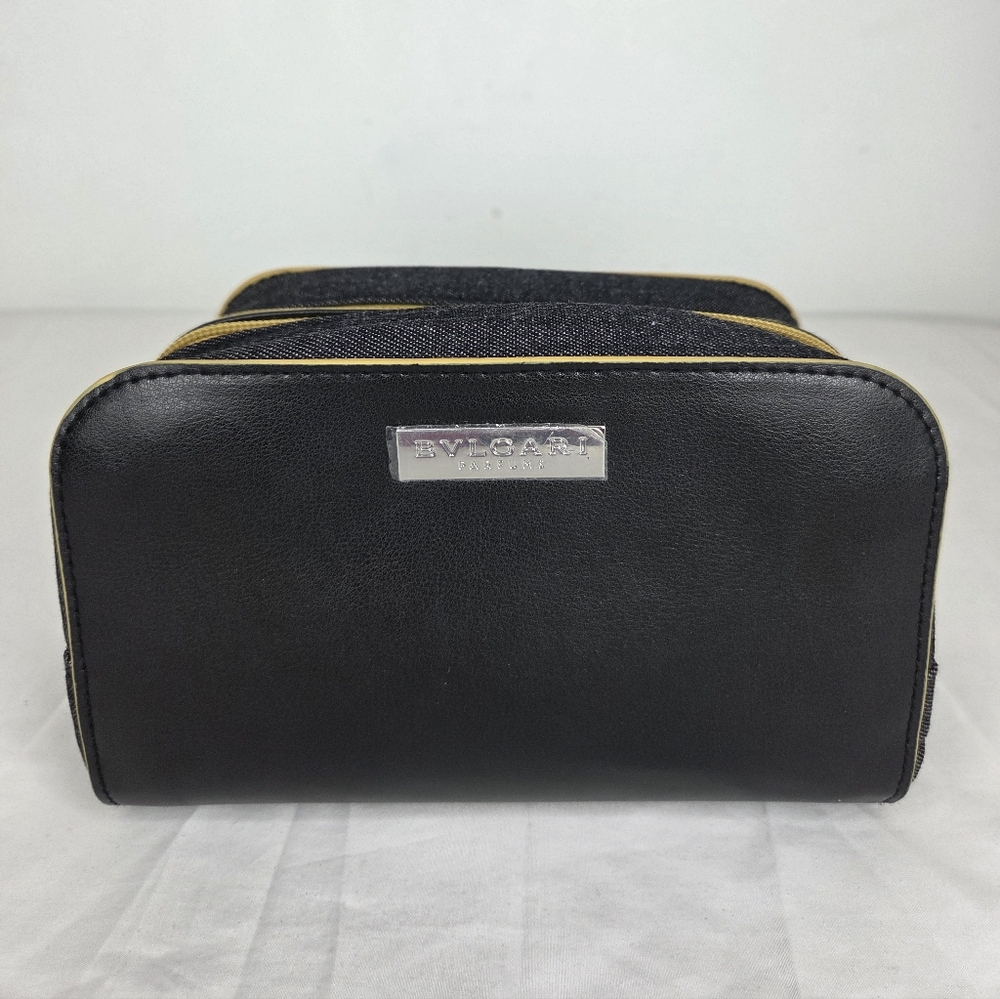 Bulgari Parfumes In Black With Yellow Trim Toiletry Bag